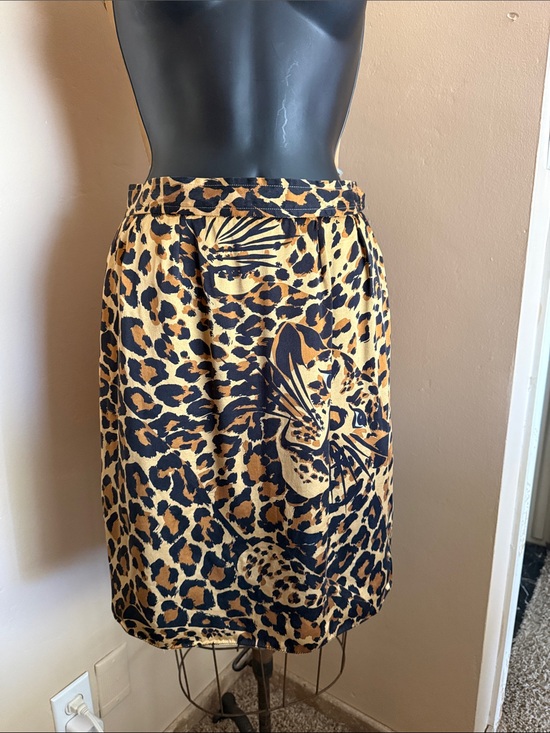 Saint Laurent Dresses & Skirts - Vintage YSL Rive Gauche Silk Leopard Skirt FR 36 Made France